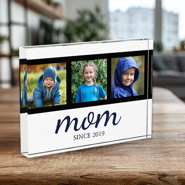 Custom Three Photo Mum Block (Custom Three Photo Display for Mom)