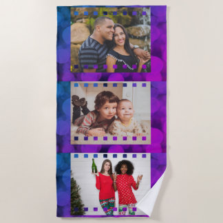 Custom Three Photo Personalized Picture Film Beach Towel
