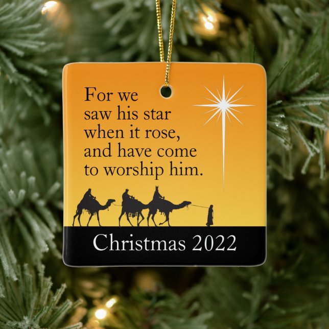 Custom Three Wise Men Star of Bethlehem Christmas  Ceramic Ornament (Tree)
