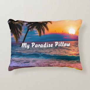 Custom Throw Pillow Beach Sea & Sunset Watercolor