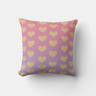 Custom Throw Pillow Ombré lilac pink gold Heart