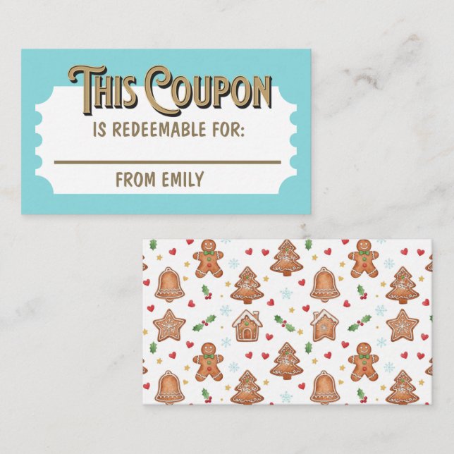 Custom Ticket Christmas Gift Coupon Card  (Front/Back)