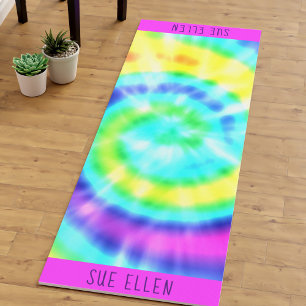 Custom Tie Dye Colourful Rainbow Swirl Hippie Yoga Mat