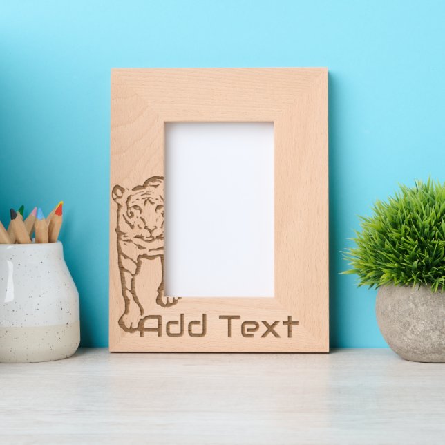 Custom Tiger Engraved Wood Frame (Front)