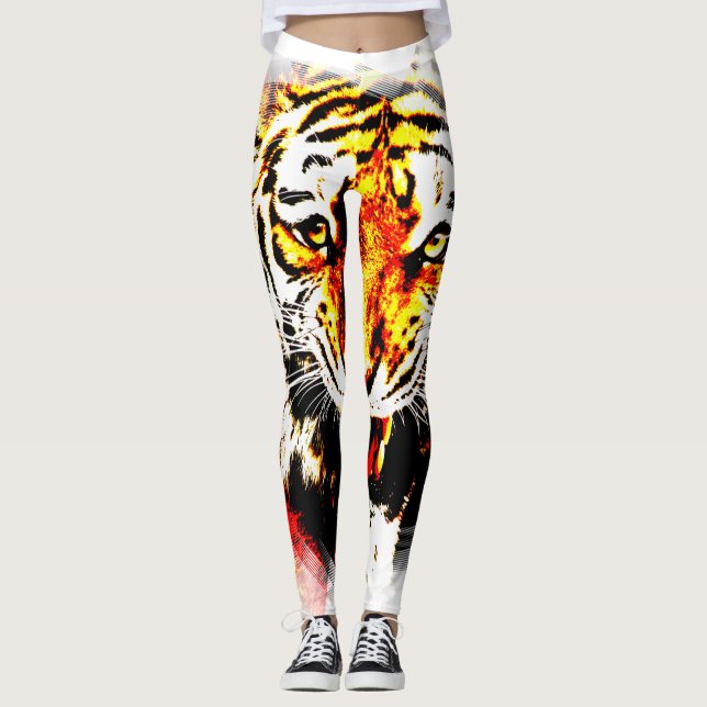 Custom Tiger Template Modern Elegant Design Leggings (Front)