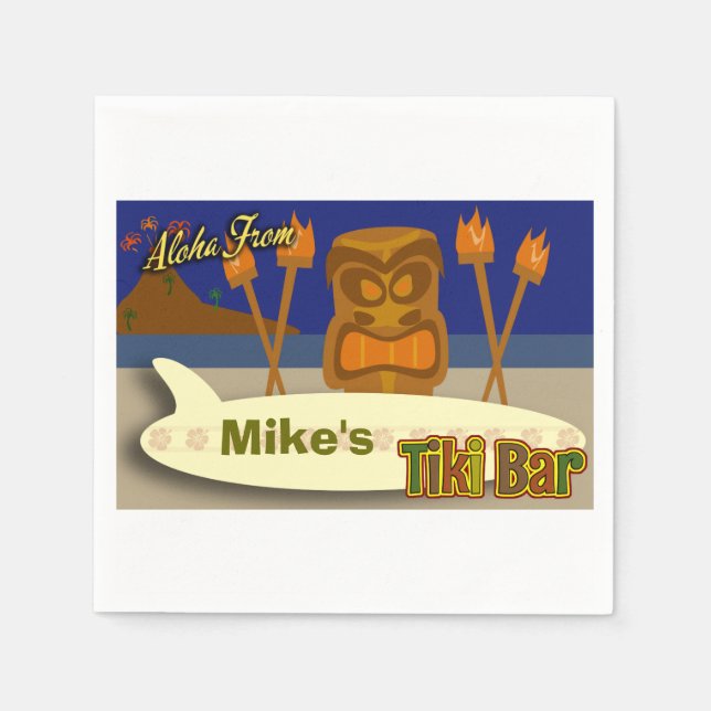 Custom Tiki Bar Sign Napkin (Front)
