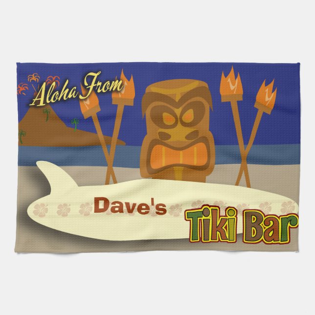 Custom Tiki Bar Sign Tea Towel (Horizontal)