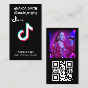 Custom tiktok logo photo and QR code Business Card