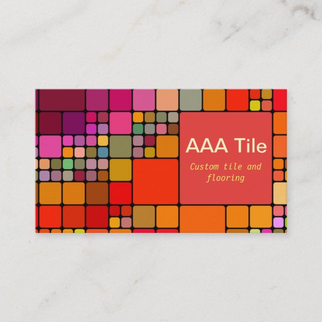 Custom Tile and Flooring Retro Mosaic Pattern Business Card (Front)