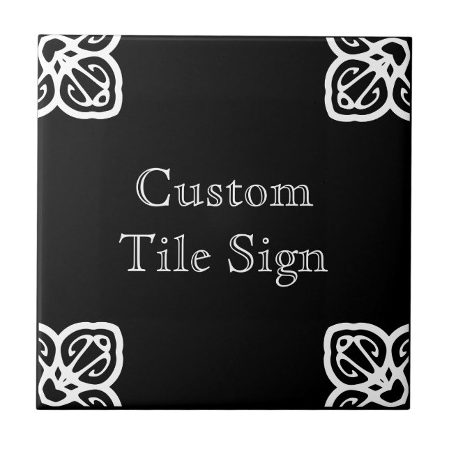 Custom Tile Sign - Spanish White on Black (Front)