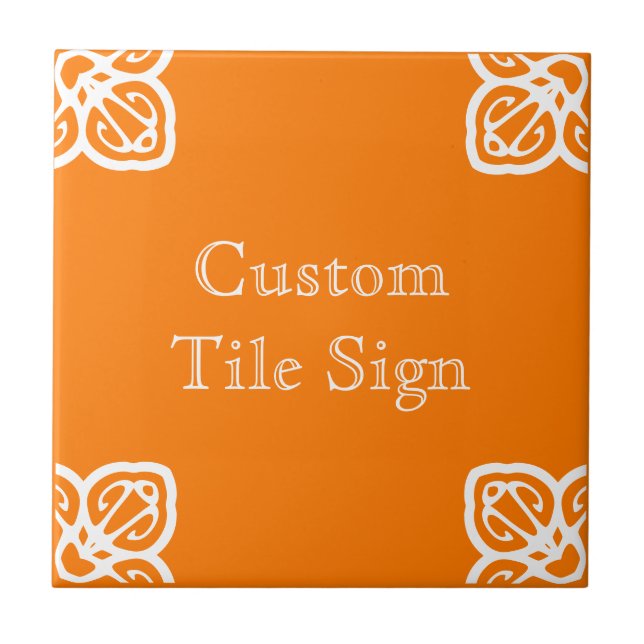 Custom Tile Sign - Spanish White on Orange (Front)