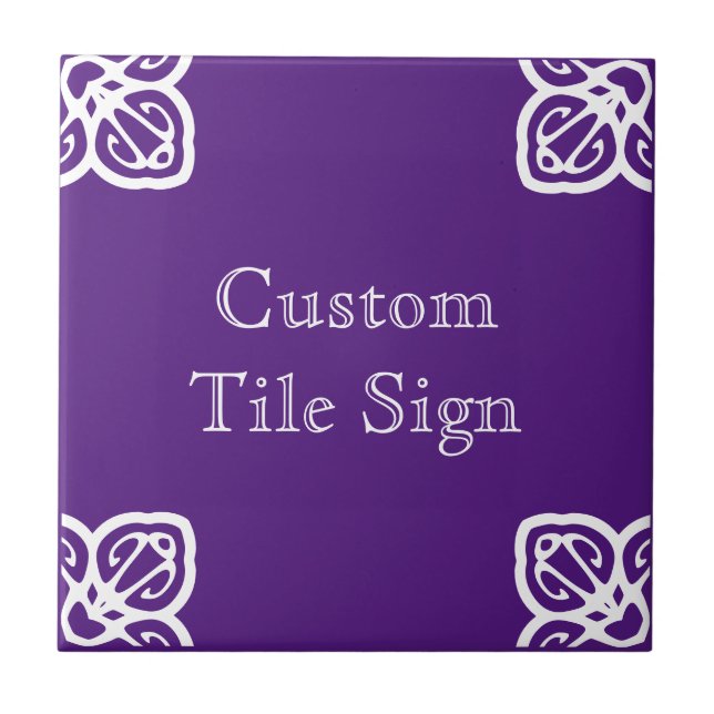 Custom Tile Sign - Spanish White on Purple (Front)