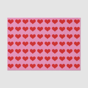 Custom Tissue Paper with Red Hearts on Pink