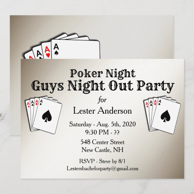 Custom Title Poker Night Party Invitation (Front/Back)