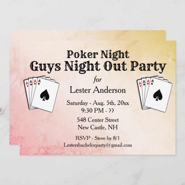 Custom Title Poker Night Party Invitation (Front/Back)