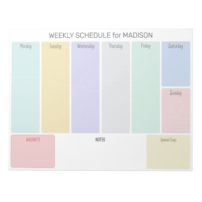 Custom Title Weekly Planner Notepad (Front)