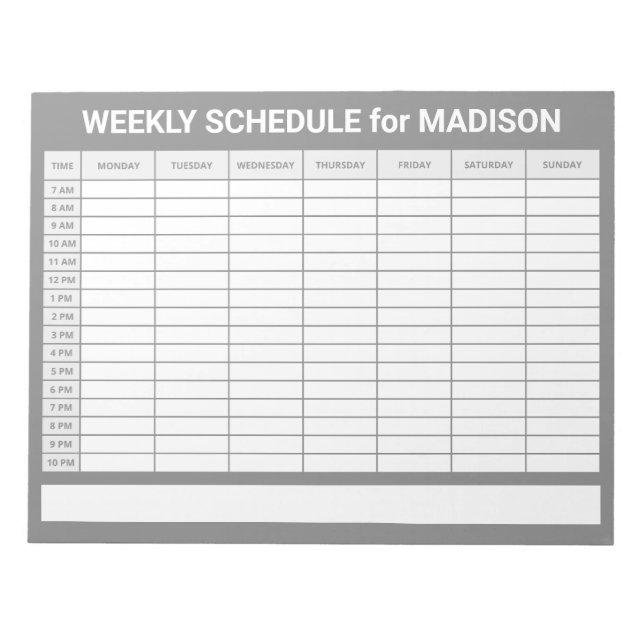 Custom Title Weekly Planner Notepad (Front)