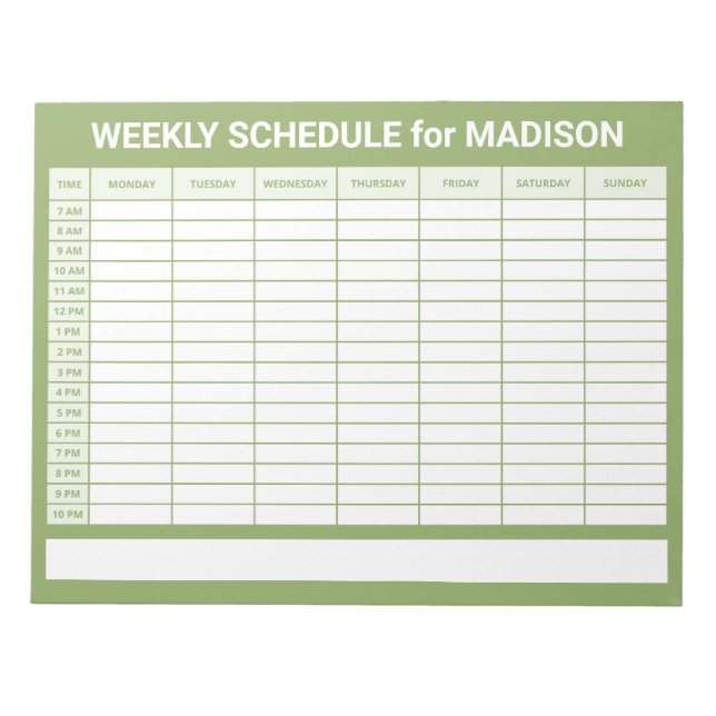Custom Title Weekly Planner Notepad (Front)