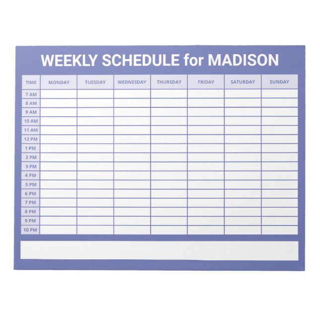 Custom Title Weekly Planner Notepad (Front)