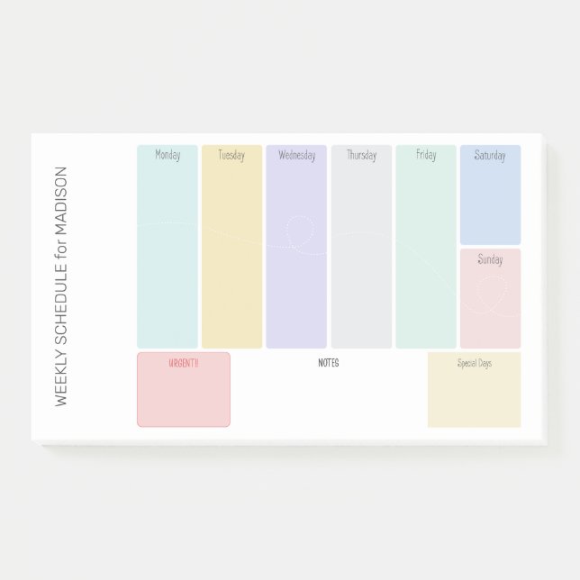 Custom Title Weekly Planner Post-it Notes (Front)