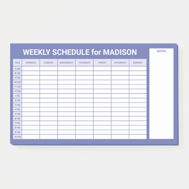 Custom Title Weekly Planner Post-it Notes (Front)