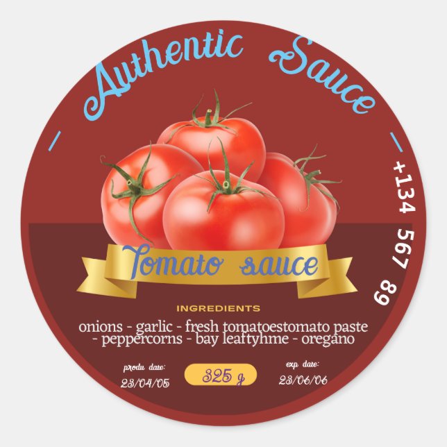 CUSTOM TOMATO KETCH UP SAUCE BEST ATTRACTIVE RED  CLASSIC ROUND STICKER (Front)