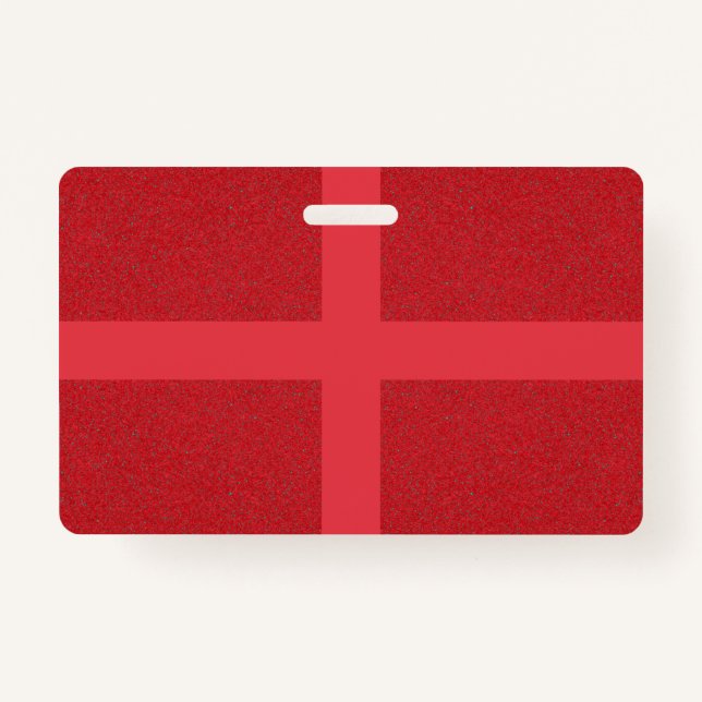 Custom Tomato Red Cross Badge with Modern Texture ID Badge (Front)