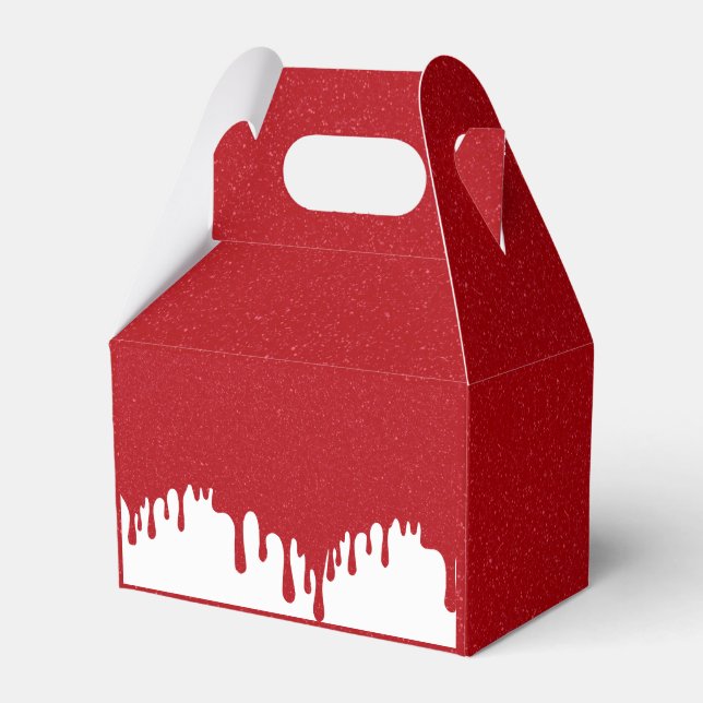 Custom Tomato Red Drip Favour Box (Noise Effect) (Front Side)