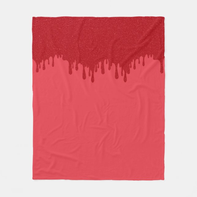 Custom Tomato Red Drip Fleece Blanket (Front)