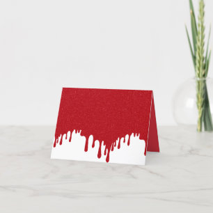 Custom Tomato Red Drip Folded Thank You Card