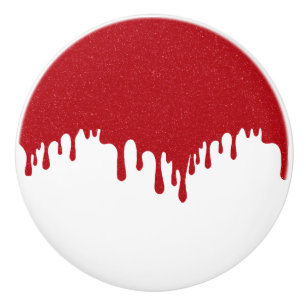 Custom Tomato Red Drip Gloss Ceramic Pull Knob