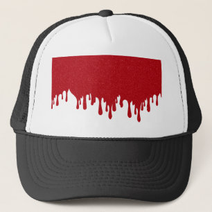 Custom Tomato Red Drip Rectangle Trucker Hat
