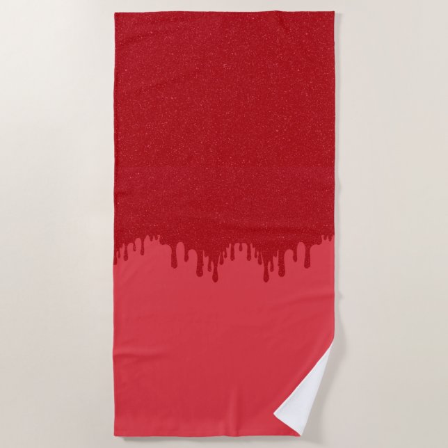 Custom Tomato Red Drip Texture Beach Towel (Front)