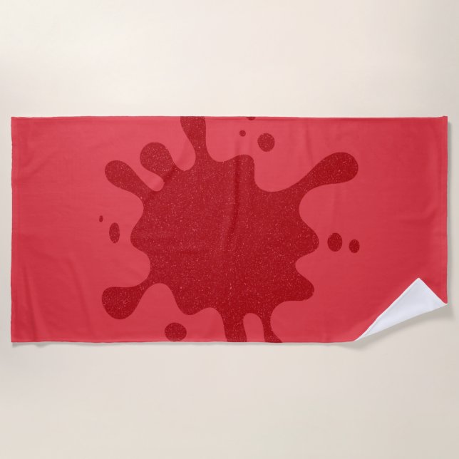 Custom Tomato Red Ink Splash Beach Towel (Front)