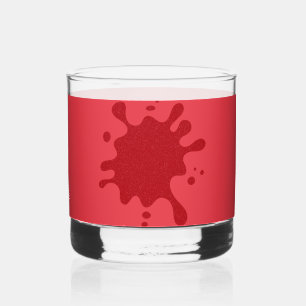 Custom Tomato Red Ink Splash Rocks Glass