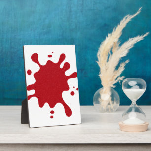 Custom Tomato Red Inkblot Easel Plaque