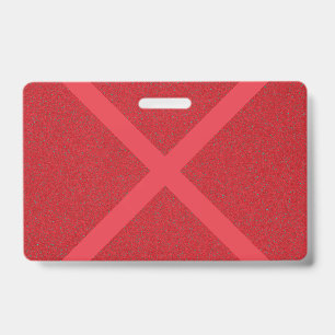 Custom Tomato Red Noise Badge with Bold X Graphic ID Badge