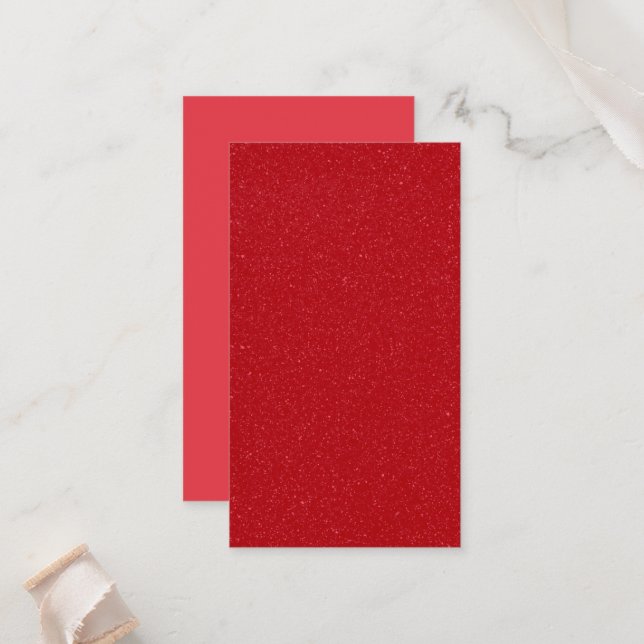 Custom Tomato Red Noise Texture Flat Place Card (Front/Back In Situ)