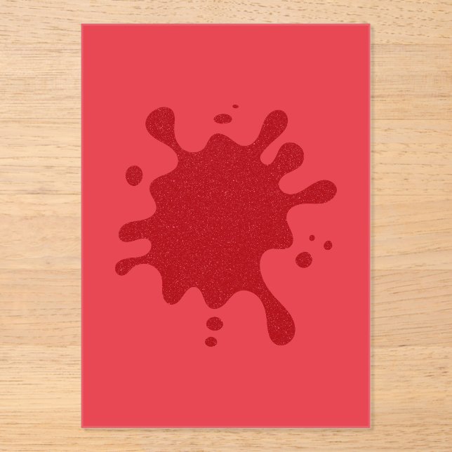 Custom Tomato Red Splash Acrylic Invitation (Front)
