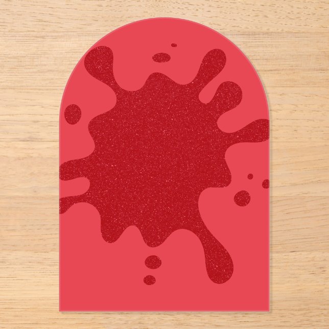 Custom Tomato Red Splash Arch Invitation (Front)