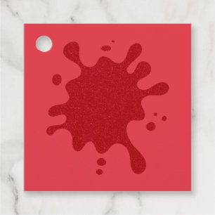 Custom Tomato-Red Splash Favour Tags, Square 2×2 i Tags