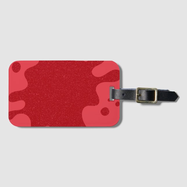Custom Tomato Red Splash Glitter Luggage Tag (Front Horizontal)