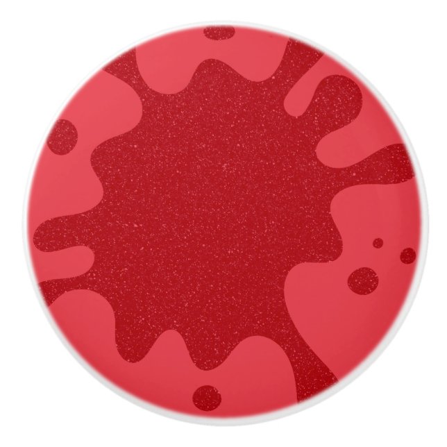 Custom Tomato Red Splash Textured Cabinet Knob (Front)