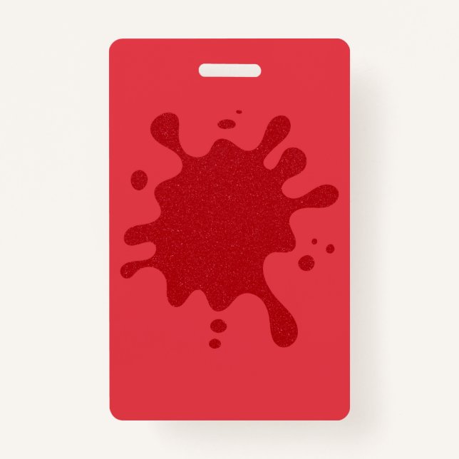 Custom Tomato Red Splash Vertical Badge ID Badge (Front)