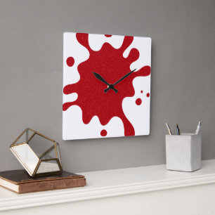 Custom Tomato Red Splash White Wall Clock