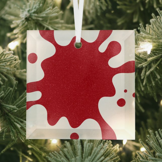Custom Tomato Red Splatter Ornament – White Base (Insitu)