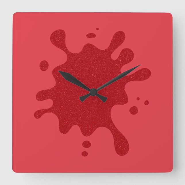 Custom Tomato Red Splatter Wall Clock (Front)