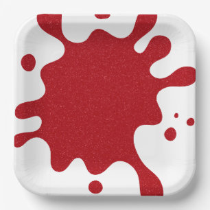 Custom Tomato Red Splatter White Plate