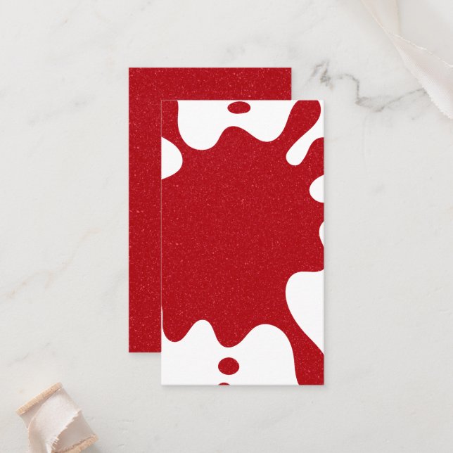 Custom Tomato Red & White Splash Flat Place Card (Front/Back In Situ)