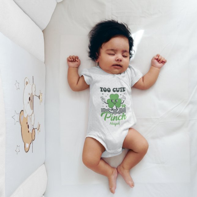 Custom Too Cute To Pinch St. Patrick's Day  Baby Bodysuit (Creator Uploaded)